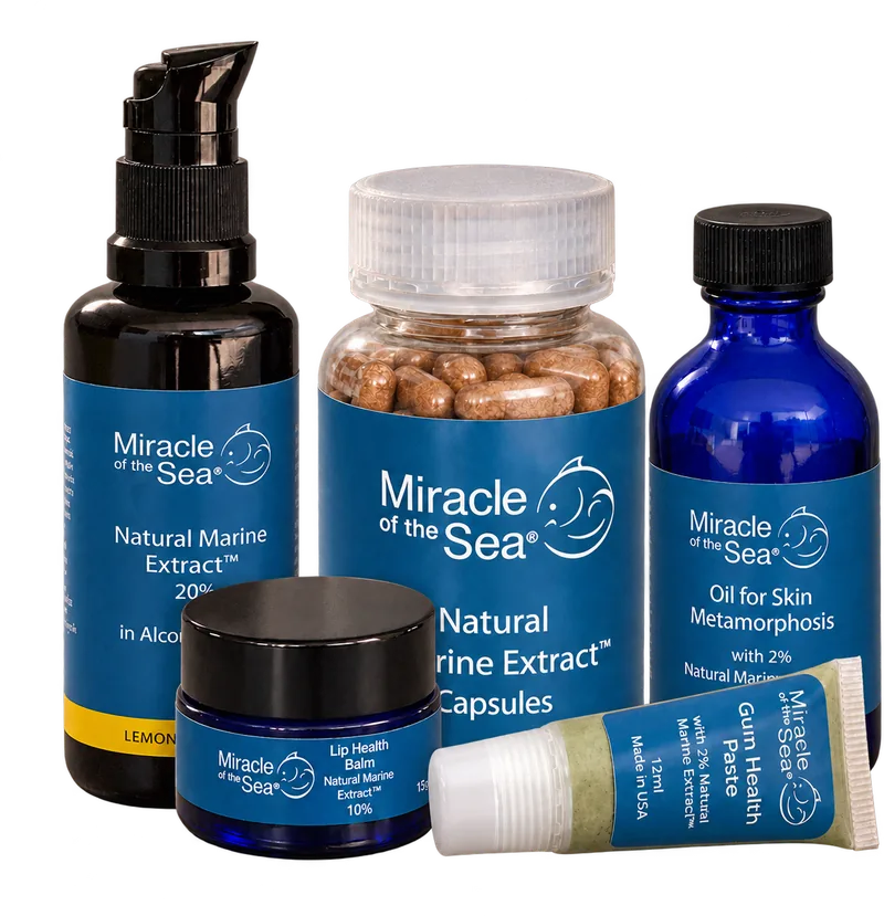 Miracle of the Sea serum, capsules, Oil for Skin Metamorphosis, Lip Health Balm and Gum Health Paste