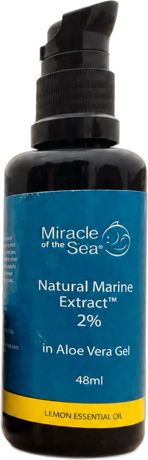 A bottle of Natural Marine Extract™ for Skin, 2% in aloe vera gel